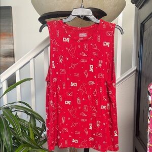 Red Graphic Muscle Tee for Women